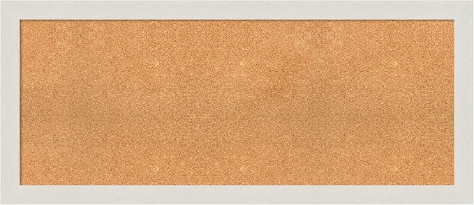 Amanti Art Natural Cork Board for Wall, 21x49 Vision Board with White Frame, Oversize Corkboard Office Decor for Home Organization, Country Rustic Corkboard Pinboard to Display Items for Home-DeskLoop Office