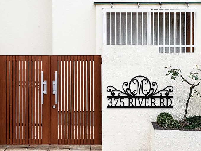 House Numbers for Outside With Custom Initial, Custom Metal House Numbers Sign - Image 2