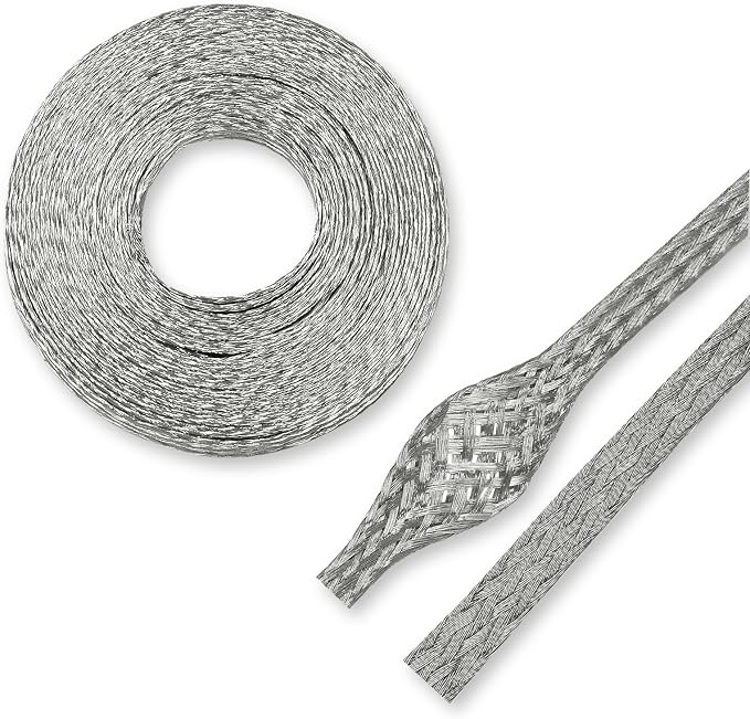 Tinned Copper Braid Cable Wire Shielding Sleeve Ground Straps Protection Flat by BuyUneed