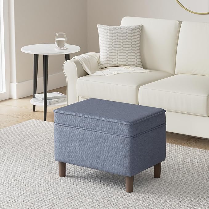 Home Decor | Dinah Collection Modern Storage Ottoman | Ottoman with Storage for Living Room & Bedroom (Navy)-DeskLoop Office