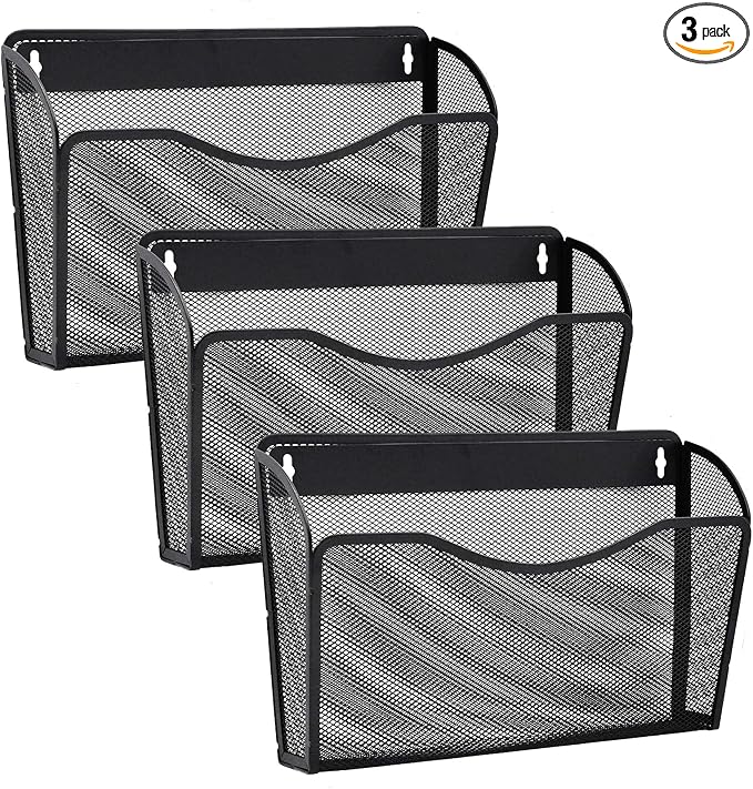 Gawerk 3 Pack Wall File Organizer, Mesh Hanging Metal Vertical Wall Mounted by Gawerk
