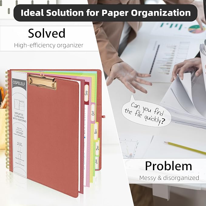 Ospelelf Red Foldable Spiral Clipboard Folio - Image 5