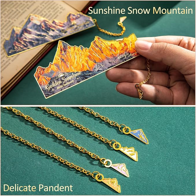 Vintage Bookmarks for Reading, 4 Pieces Sunshine Snow Mountain Book Marks - Image 3