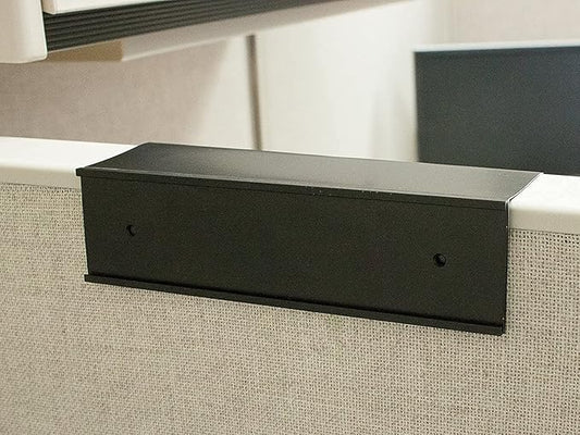 The Original Over the Cube – Quality Aluminum, Changeable Cubicle Nameplate Holder, Black Base, and Black Name Plate Holder, 8" x 2" (2.25" Cubicle Wall Depth) - Made in The USA