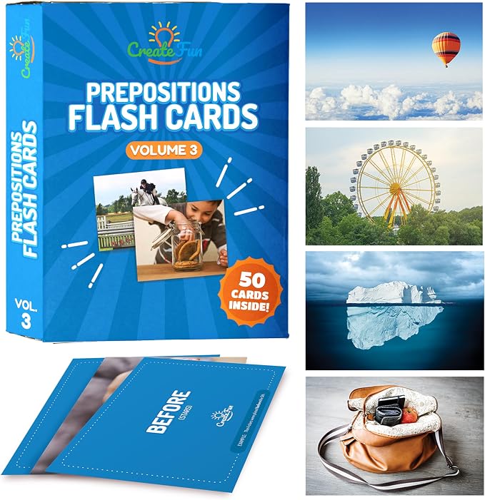 50 Preposition Flash Cards Vol 3 Vocabulary Development Includes 7 Picture Card by CreateFun