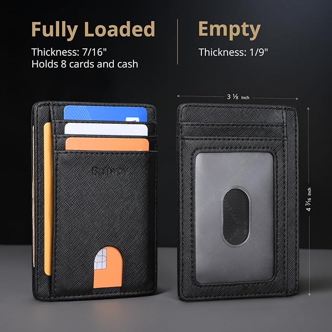 Buffway Slim Minimalist Front Pocket RFID Blocking Leather Wallets - Image 5