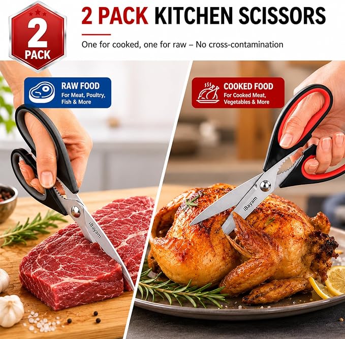 iBayam Kitchen Scissors All Purpose Heavy Duty 2 Pack - Image 6