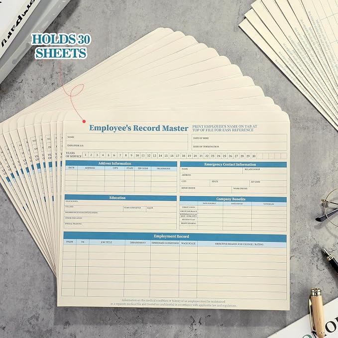 Qilery 50 Pcs Employee File Folders, 9.5 x 11.75 Inches Record File Jacket No - Image 4