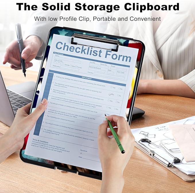 Clipboard with Storage, Plastic Storage Clipboard with Low Profile Clip - Image 4