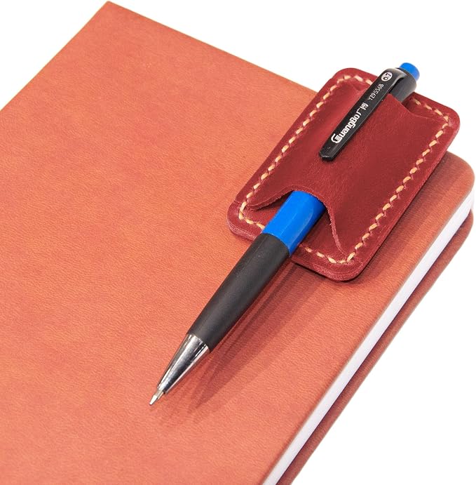 Handmade Leather Pen Holder Clip Notebook Pen Loop Stylish, Leather Pen - Image 4