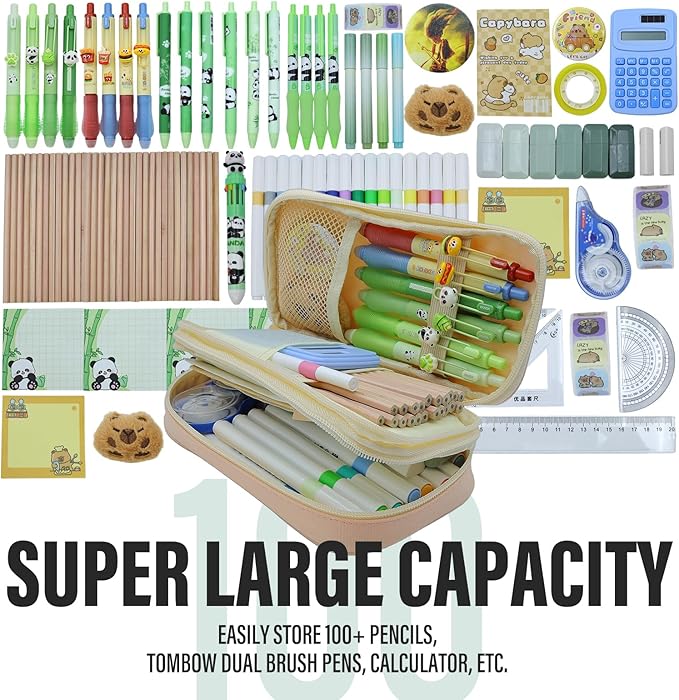 Large Capacity Pencil Case - Durable Zipper Aesthetic Pen Pouch, Big Storage Organizer for School, Office & Travel - Waterproof & Multi-Use (Pink)-DeskLoop Office