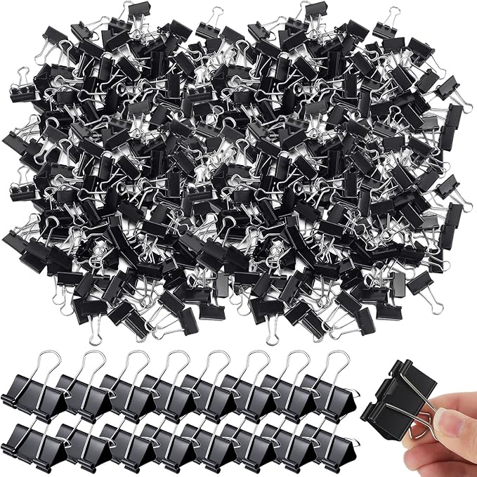Yexiya 600 Pcs Medium Binder Clips Paper Clips Office Supplies Paper Clamps for Teachers Students School Office Business Paperwork Supplies (Black, 1.25 Inch)-DeskLoop Office