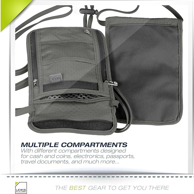 Lewis N. Clark RFID Blocking Stash Neck Wallet, Travel Pouch + Passport Holder - Image 5