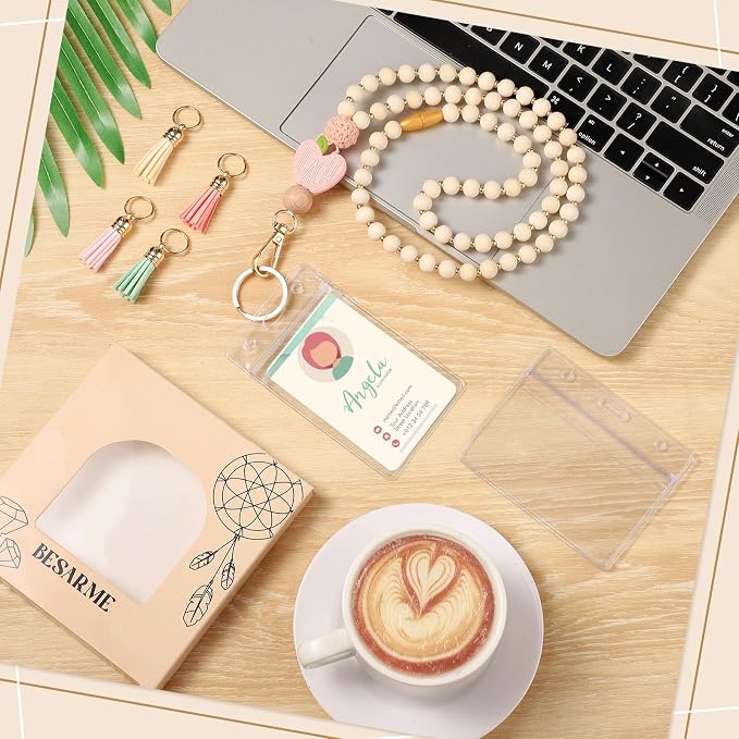 Teacher Gifts Lanyard with ID Holder Cute Wooden Beaded Lanyards - Image 4