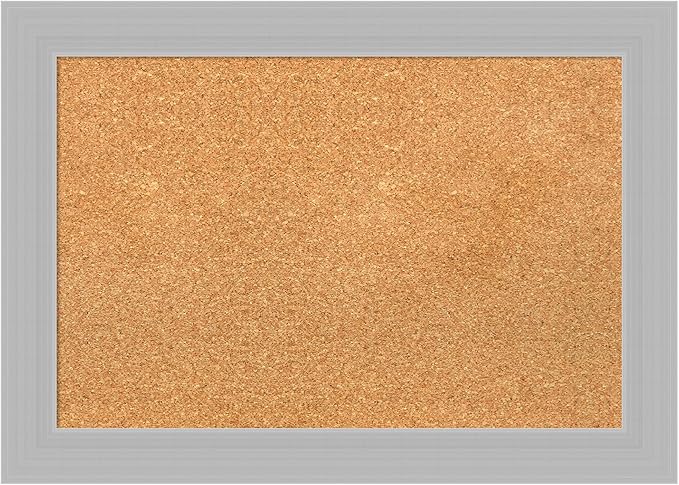 Amanti Art Natural Cork Board for Wall, 20x28 Vision Board with Silver Wood Frame, Medium Corkboard Office Decor for Home Organization, Modern Corkboard Pinboard to Display Items for Home-DeskLoop Office