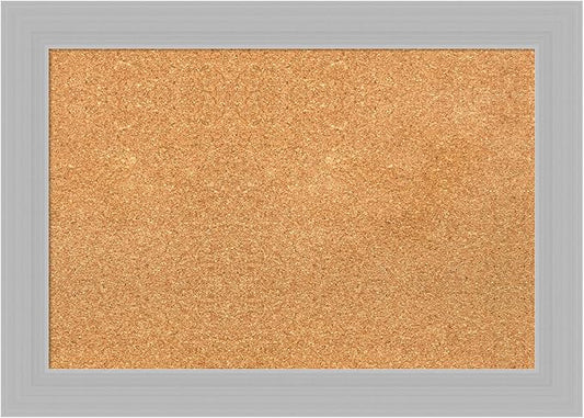 Amanti Art Natural Cork Board for Wall, 20x28 Vision Board with Silver Wood Frame, Medium Corkboard Office Decor for Home Organization, Modern Corkboard Pinboard to Display Items for Home-DeskLoop Office