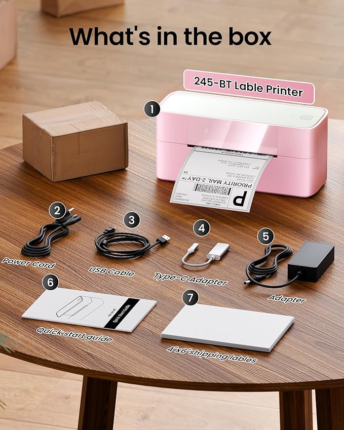 Itari Thermal Shipping Label Printer, 245BT Thermal Label Printer 4x6, Bluetooth Address Label Printers for Business, Support iOS, Android, Windows, Amazon, Shopify, USPS-DeskLoop Office