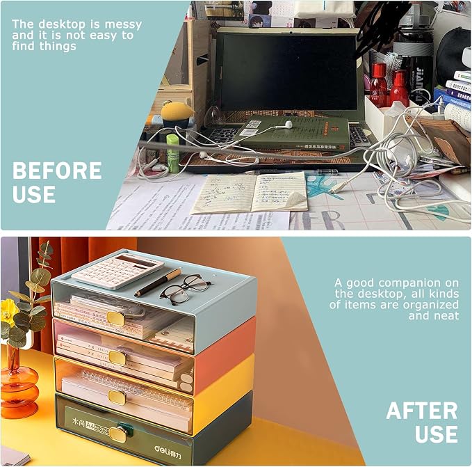 Large Desk Drawer Organizer 13"x9"x3.3" Stackable Desktop Storage Organizer - Image 5