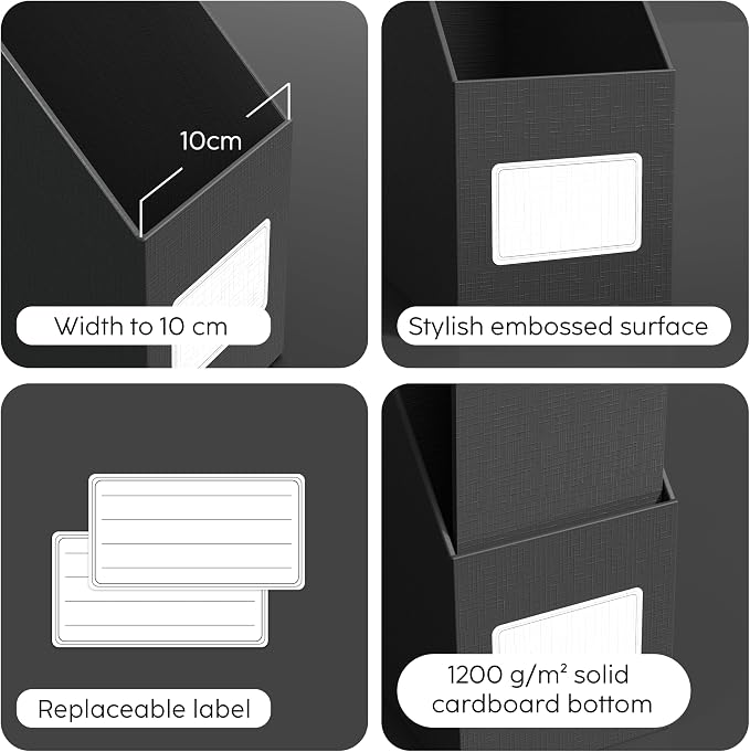 JiaWei Black Magazine File Holders, 3 Packs Sturdy Cardboard File Rack - Image 6
