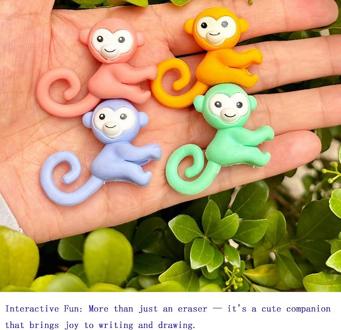 50PCS Cute Fun Monkey Top Erasers - Image 4