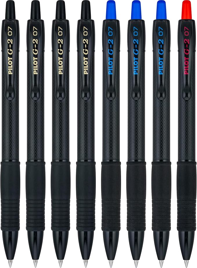 PILOT, G2 Edge Black, Blue and Red, Premium Gel Roller Pens, Sensory Writing Experience, 8ct box, Fine Point 0.7 mm-DeskLoop Office