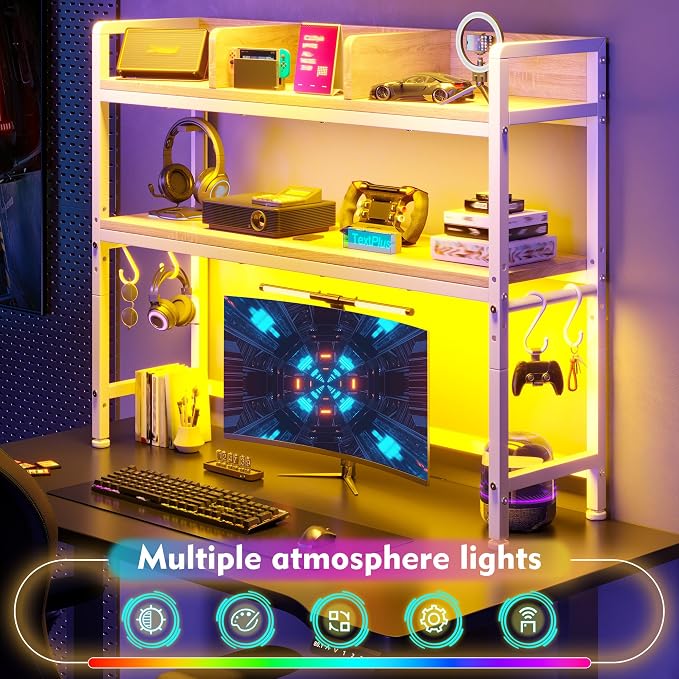 REIBII 2-Tier Desk Shelf with LED - Image 5