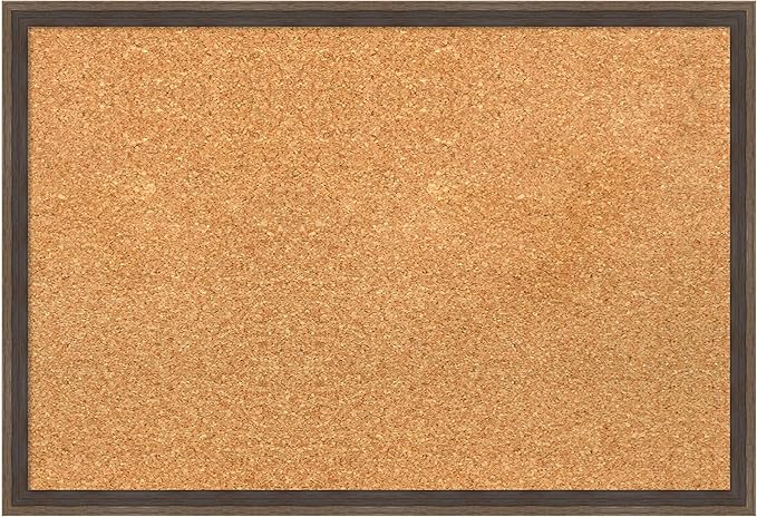 Amanti Art Natural Cork Board for Wall, 17x25 Vision Board with Brown Wood Frame, Medium Corkboard Office Decor for Home Organization, Modern Contemporary Corkboard Pinboard to display items for home-DeskLoop Office