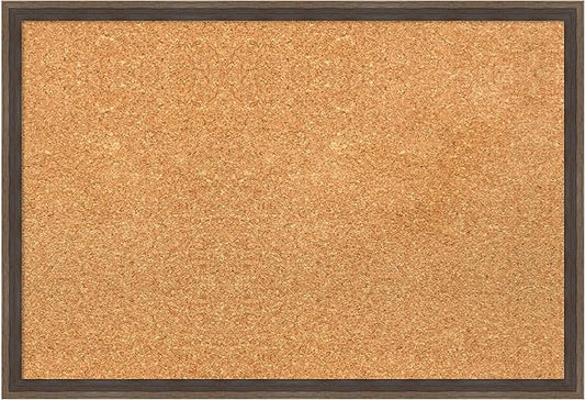 Amanti Art Natural Cork Board for Wall, 17x25 Vision Board with Brown Wood Frame, Medium Corkboard Office Decor for Home Organization, Modern Contemporary Corkboard Pinboard to display items for home-DeskLoop Office