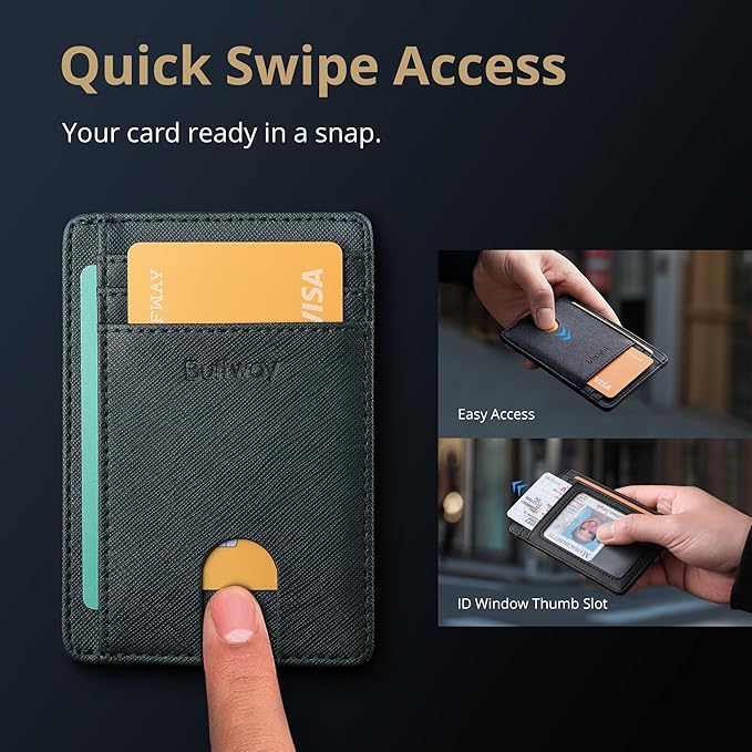 Buffway Slim Minimalist Front Pocket RFID Blocking Leather Wallets - Image 4