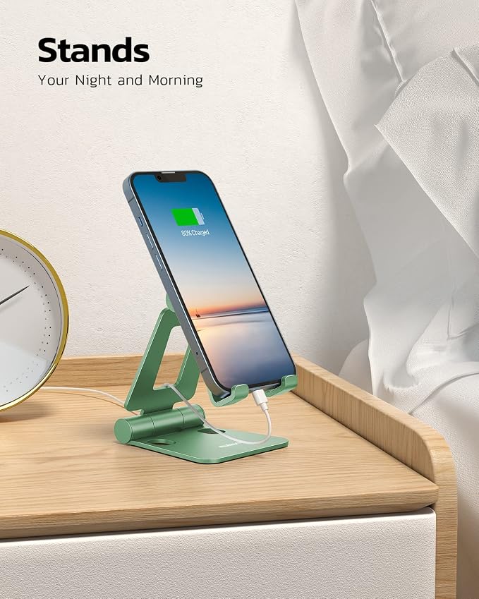 Nulaxy Dual Folding Cell Phone Stand, Fully Adjustable Foldable Desktop Phone - Image 3