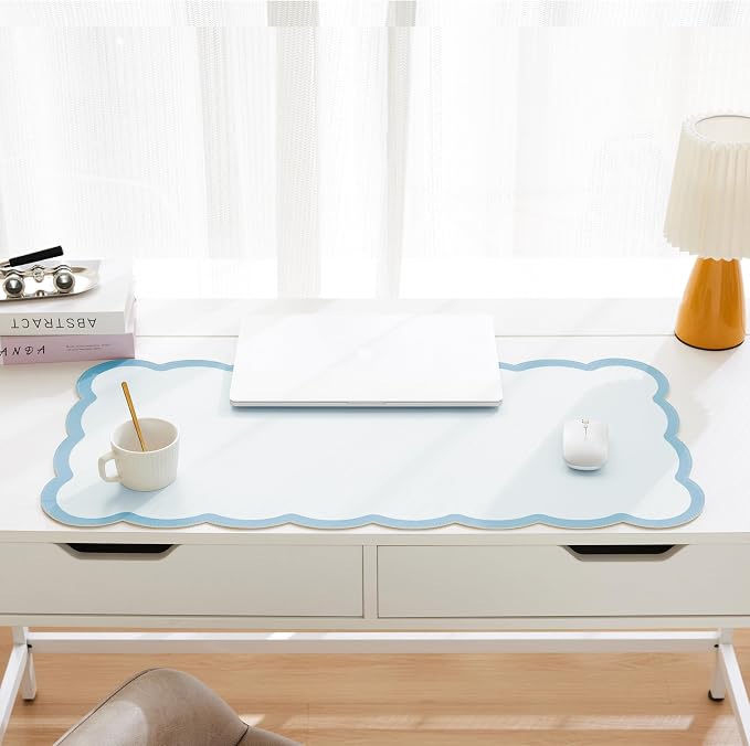 Scalloped Desk Mat, 31.5" x 15.7" Large Cute Aesthetic Desk Accessories - Image 2