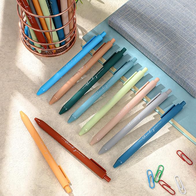 50pcs Thank You Pens Bulk Cute Multicolor Ballpoint Pen for Men Women Server Accessories Employee Holiday Appreciation Gifts for Teacher Office Back to School Party Favor (Morandi)