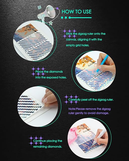 Foreveryoung Diamond Painting Zigzag Rulers – 9 PCS Diamond Art Tools and - Image 2