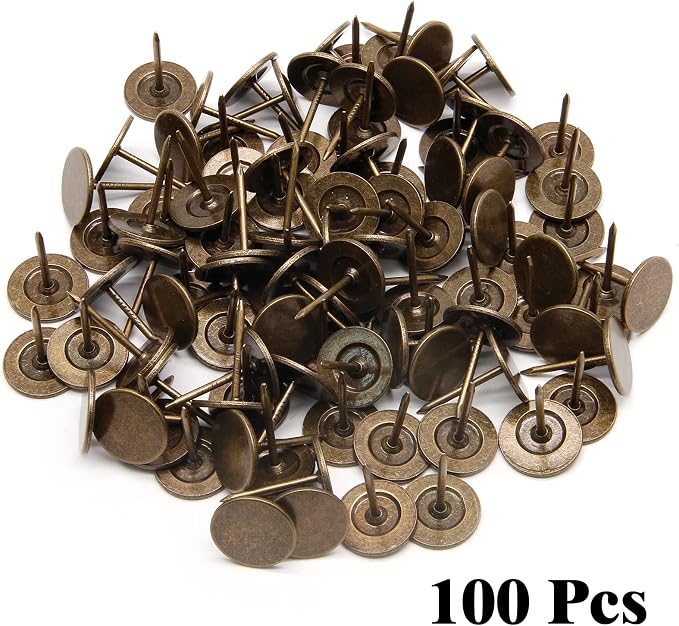 Piutouyar 20mm / 0.8 Inch Flat Head Thumb Tacks, Bronze Vintage Style - Image 2
