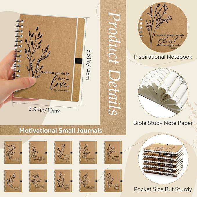 100 Pcs Bible Verse Spiral Notebook with Bamboo Christian Ballpoint Pens Aesthetic Religious Notepads Inspirational Journals Easter Christian Gifts for Women Men Office (Special Style)