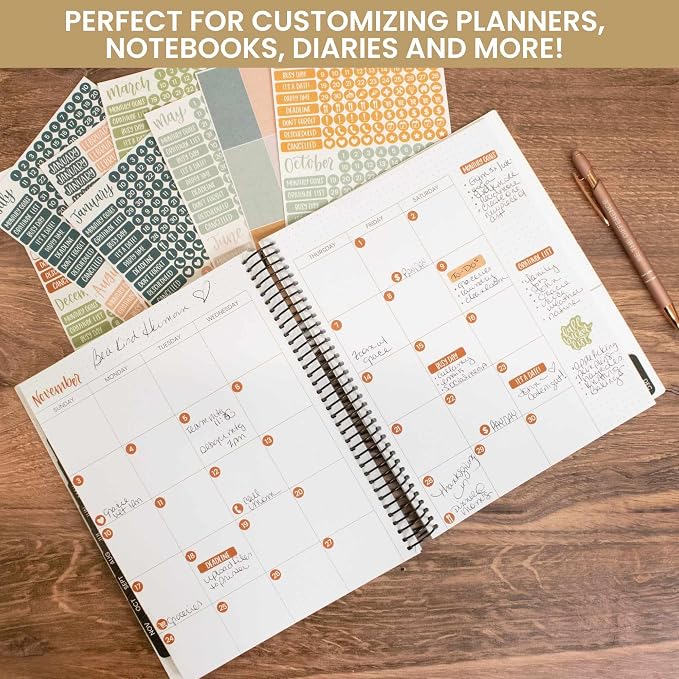 bloom daily planners Neutral Aesthetic Calendar Essentials Planner Stickers - Image 4