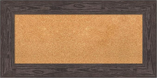 Amanti Art Natural Cork Board for Wall, 18x36 Vision Board with Black Wood Frame, Medium Corkboard Office Decor for Home Organization, Country Rustic Corkboard Pinboard to Display Items for Home-DeskLoop Office