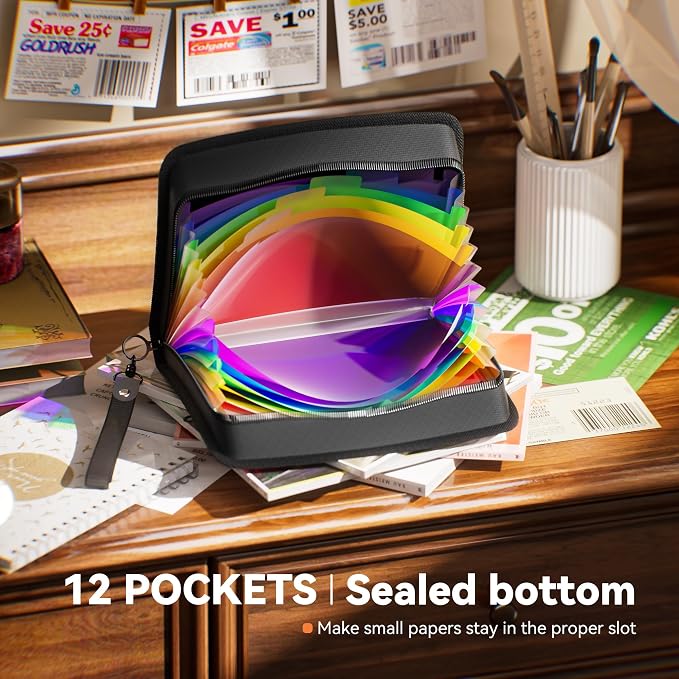 ThinkTex Receipt Coupon Organizer, 12 Pockets Small Accordion File Organizer - Image 4