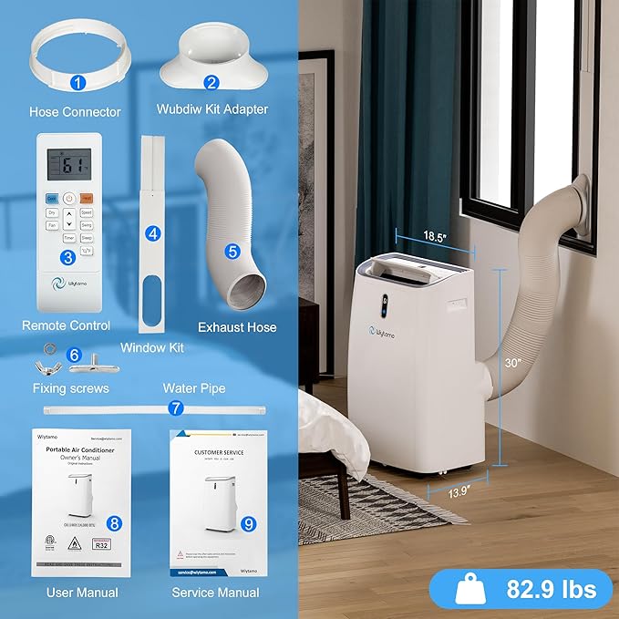 14,000 BTU Portable Air Conditioners for 700 Sq.Ft, 4-in-1 Room Air Conditioner with Cooling, Heating, Dehumidifier, Fan, Remote, Sleep Mode, Auto Swing, 24H Timer, Self-Evaporating Portable AC Unit-DeskLoop Office