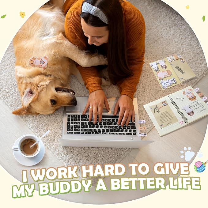 Hommie Cute Sticky Notes, Dog Sticky Notes Set Planner Dividers Self-Stick Notes Pads Animal Divider Tabs Bundle Writing Memo for Dog Lovers Office School Supplies-DeskLoop Office