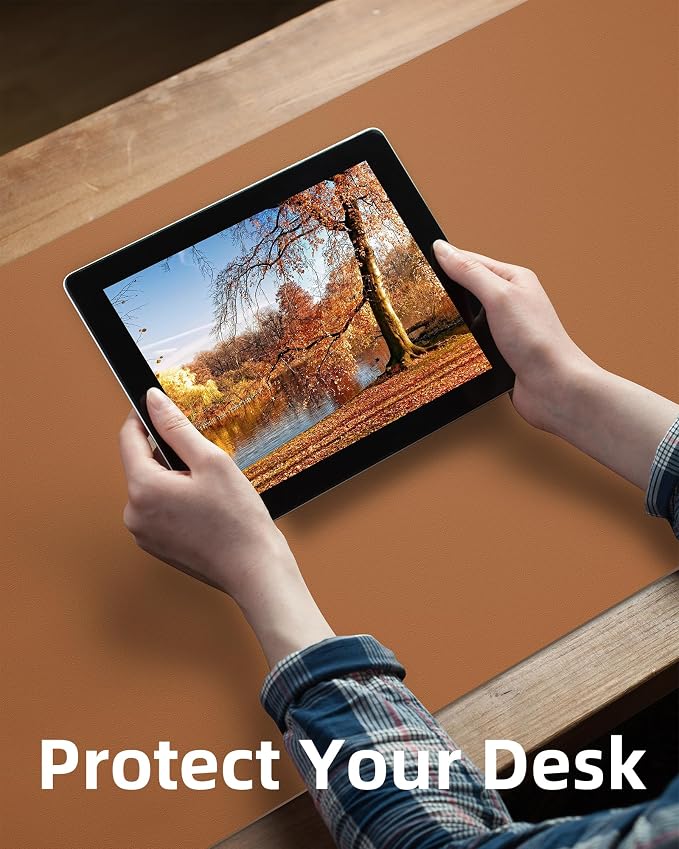AFIING Leather Desk Pad Protector, Mouse Pad, Office Desk Mat, Non-Slip PU - Image 3