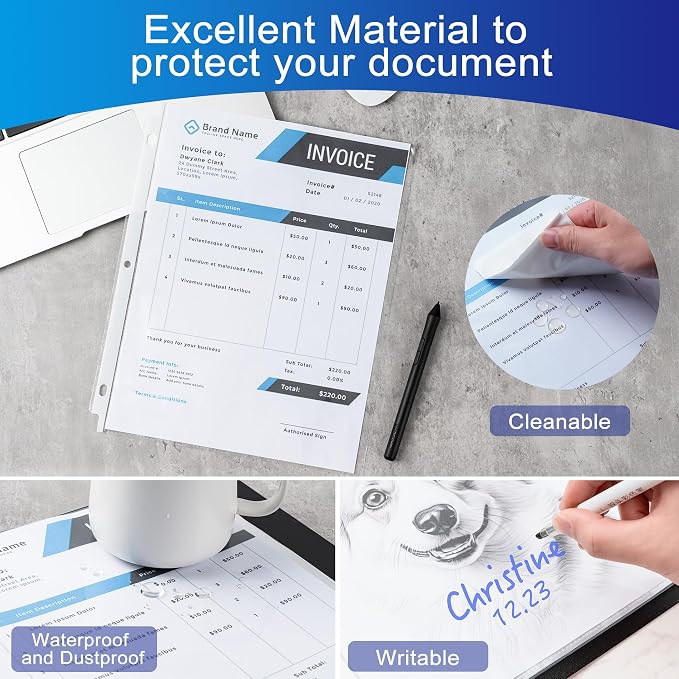 Aegero 130 Pack Clear Sheet Protectors, 8.5 x 11 inch Page Protectors - Image 4