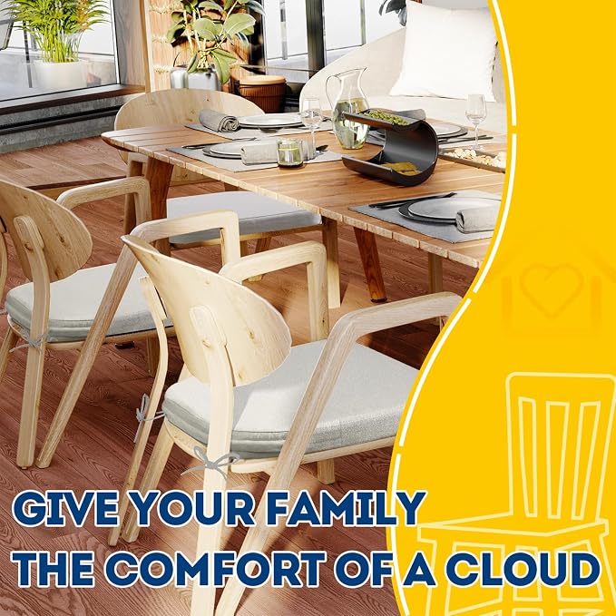 AAAAAcessories D-Shaped Chair Cushions, Machine-Washable Cover, Natural Linen - Image 6