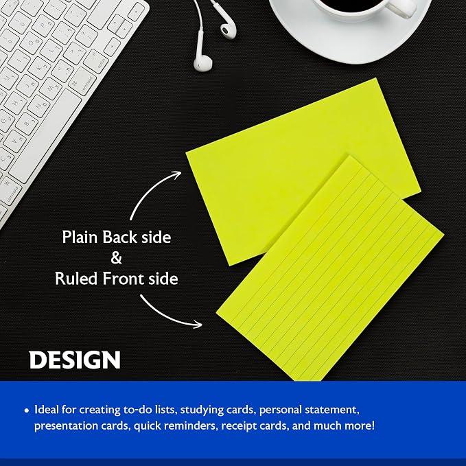BAZIC Products Fluorescent Ruled Index Cards, 3 x 5 in, 75 Ct, 36-Case | fully - Image 3