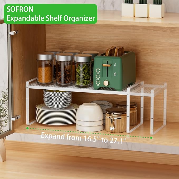 SOFRON Expandable Cabinet Storage Shelf Stackable Organizer Rack - Image 3