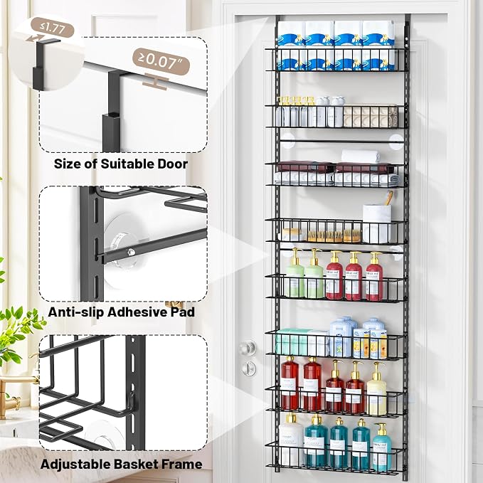 ElegantArray 8-Tier Pantry Door Organizer, Over The Door Pantry Organizer Rack - Image 5