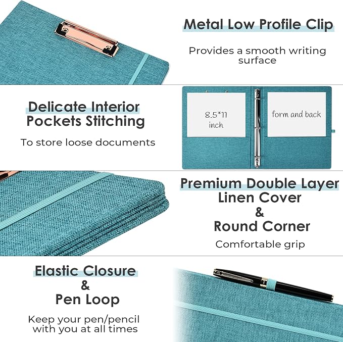 EYROZILL 3 Ring Binder, 1 Inch Linen Binder Organizer - Image 4