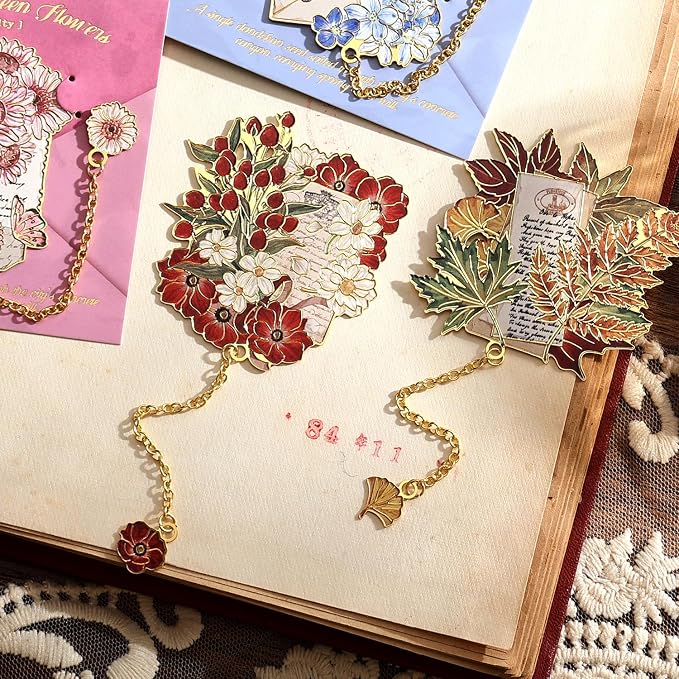 4 Pieces Metal Bookmark, Hollow Flower Book Mark - Image 4
