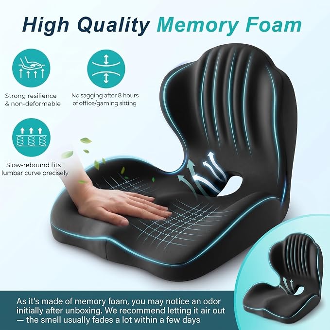 Ergonomic Office Chair Seat Cushion, L-Shaped Memory Foam Coccyx Cushion - Image 5
