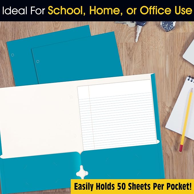 2 Pocket Portfolio Folders, 25 Pack, Trendy Cool Colors, Fits Letter Size Paper - Image 5